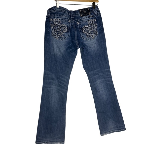 Miss Me Jeans Easy Boot Style JES871EL Women's Size 30 Blue Denim Rhinestone - Picture 3 of 7